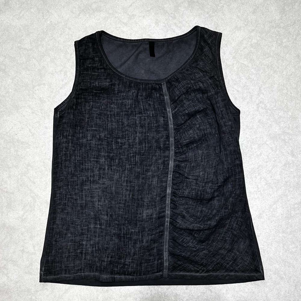 Inizio Gray Linen Sleeveless Shirt, Size Large - Picture 4 of 8